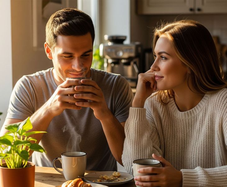 Man and woman talking openly about health and wellbeing
