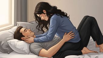 Illustration showing pelvic floor exercise and intimacy concepts for Pompoir
