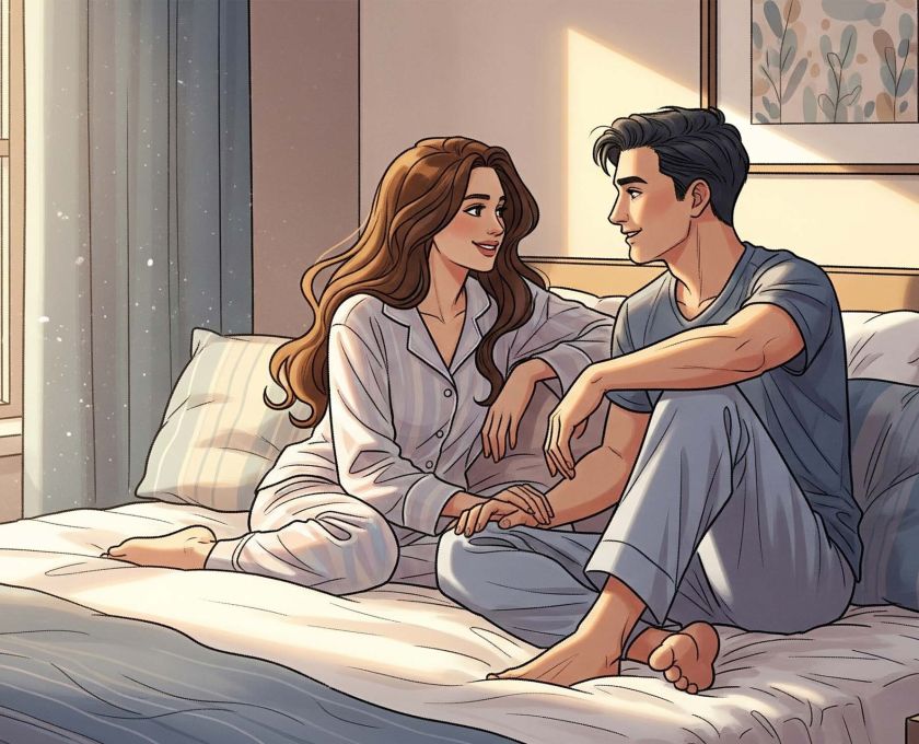 Pareja hablando abiertamente de sexo