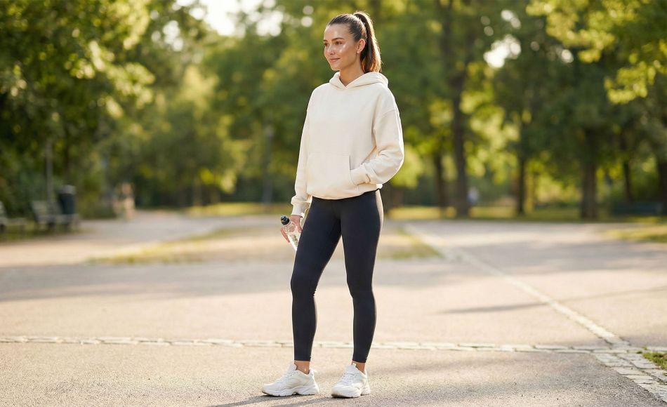 Una mujer confiada en athleisure moderno