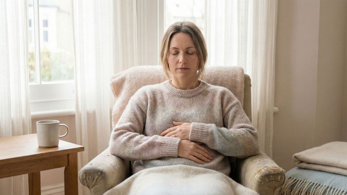 Mujer practicando la presencia consciente mientras sana su intimidad emocional en sus relaciones.