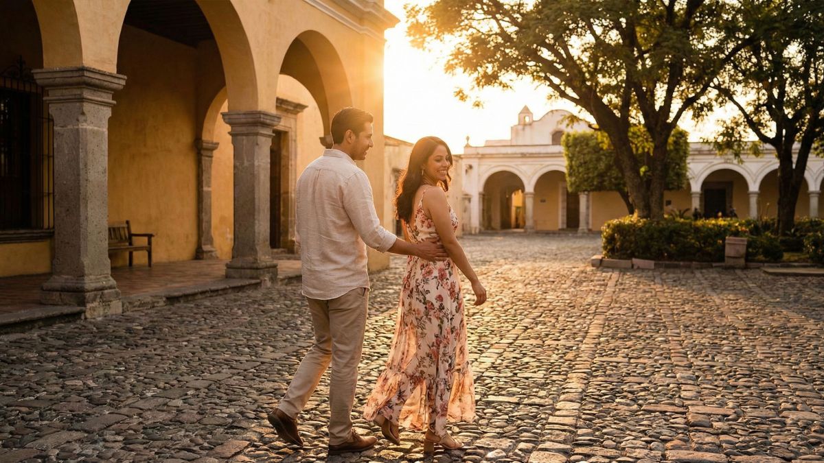 Un hombre seguro mostrando liderazgo protector y tradicional durante una cita.