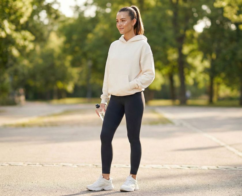 Une femme confiante en athleisure moderne