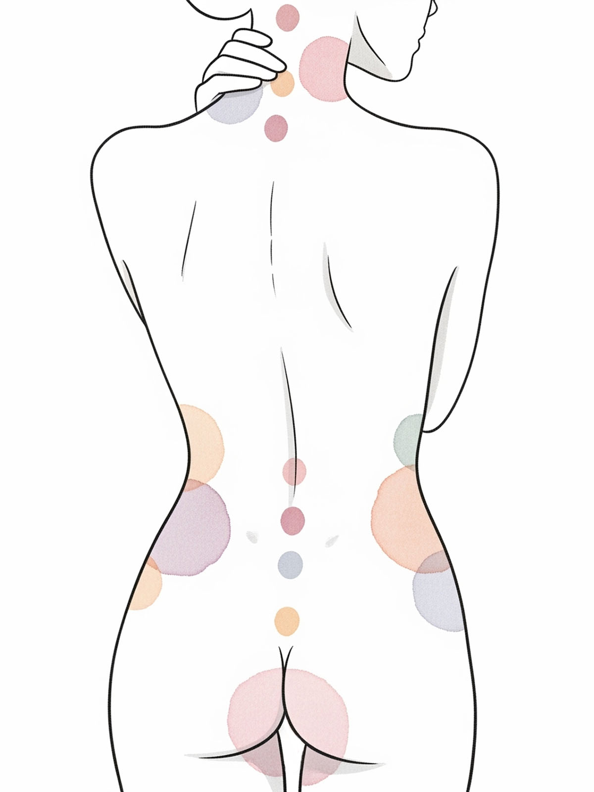 Mapa ilustrado de zonas erógenas del cuerpo humano para exploración del placer