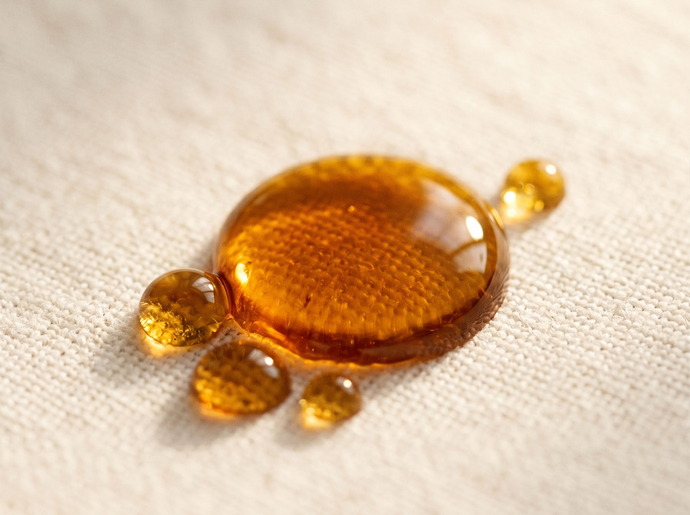 Close-up of golden colostrum drops expressing from breast, warm amber tones symbolizing the richness of first milk