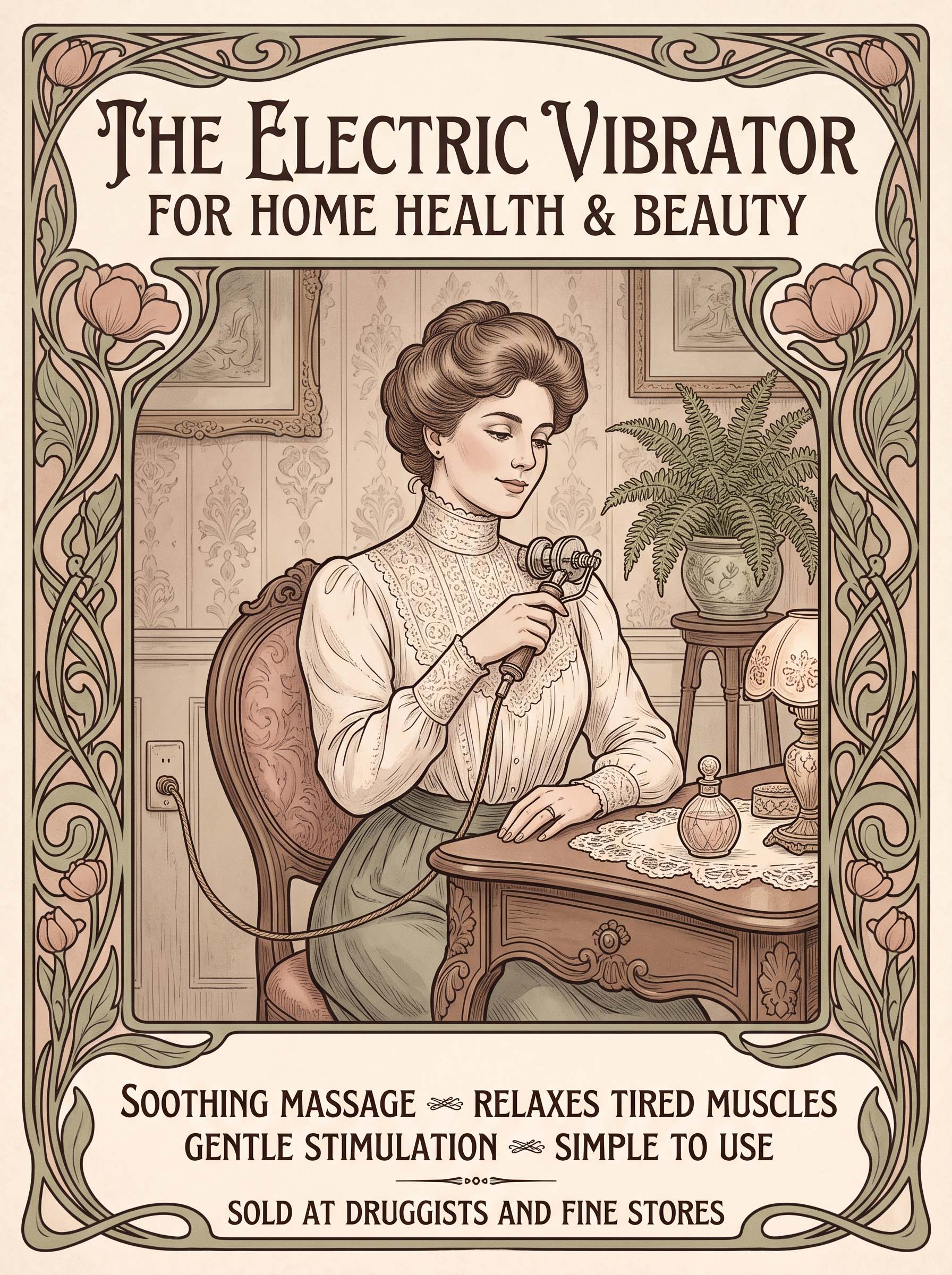 A vintage early-1900s style magazine advertisement presenting an electric vibrator as a wholesome home health appliance