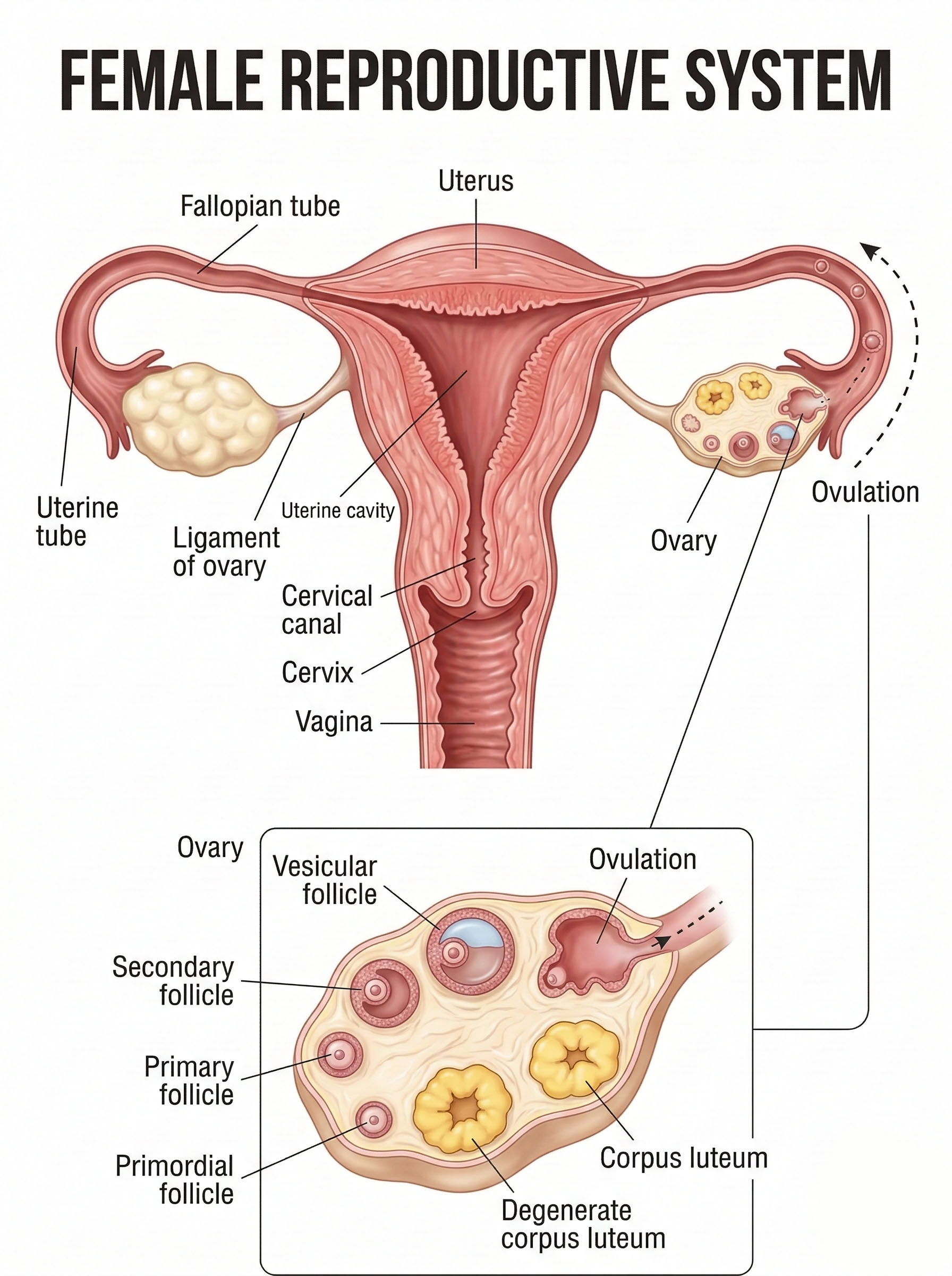 Female reproductive system and ovum production