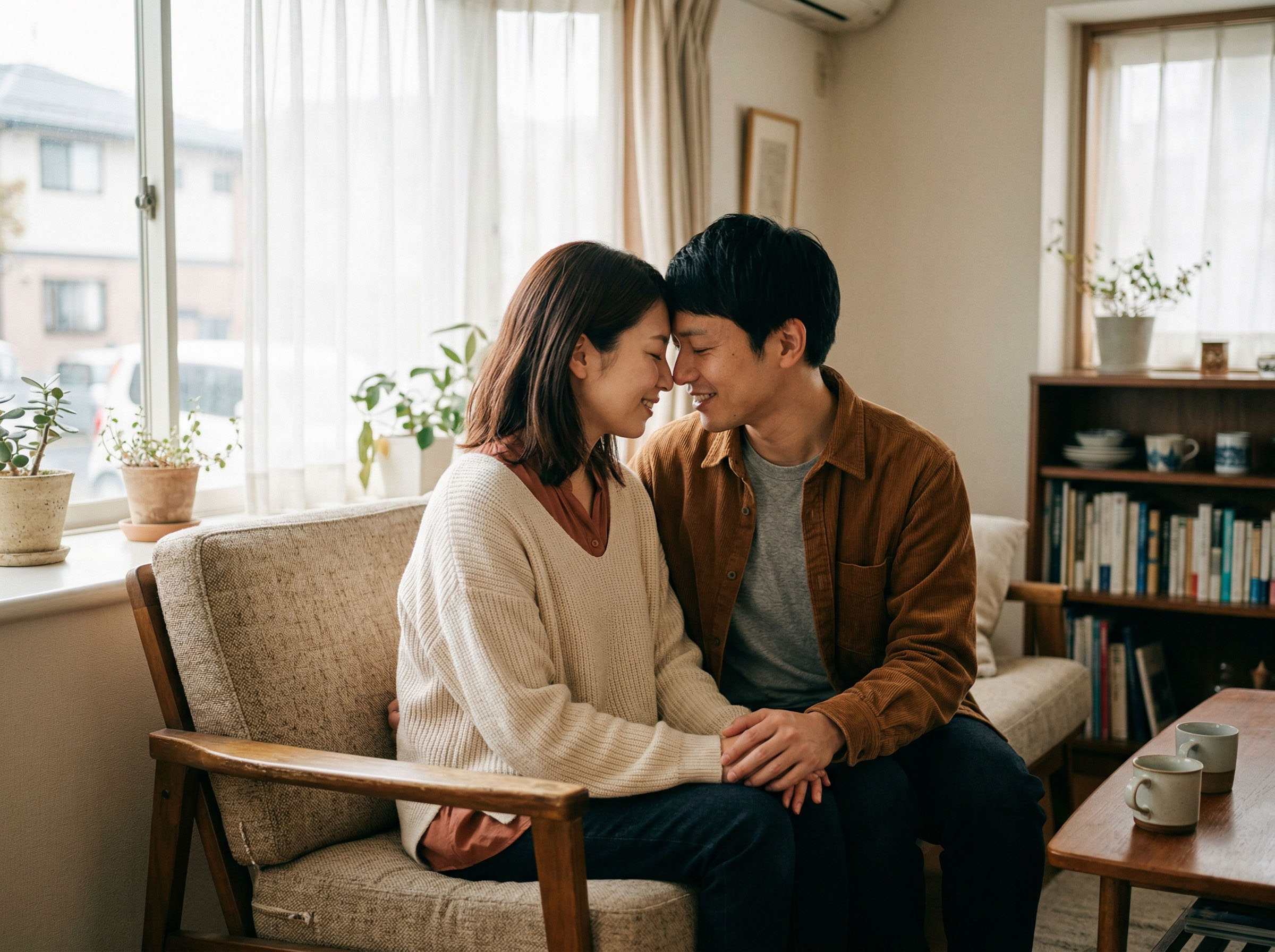 温かく柔らかな絆と親密さを分かち合うカップル