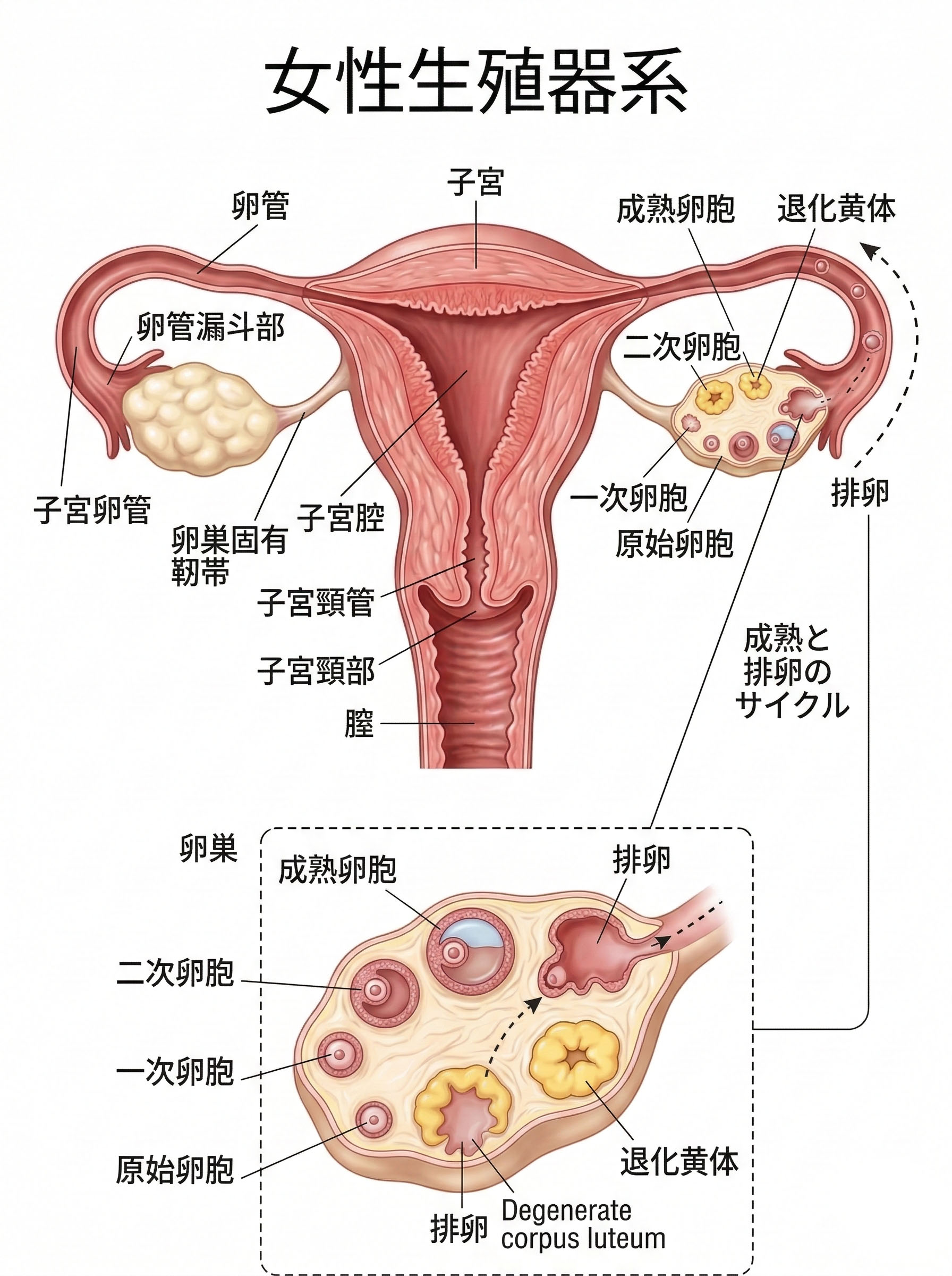 女性の生殖システムと卵子形成