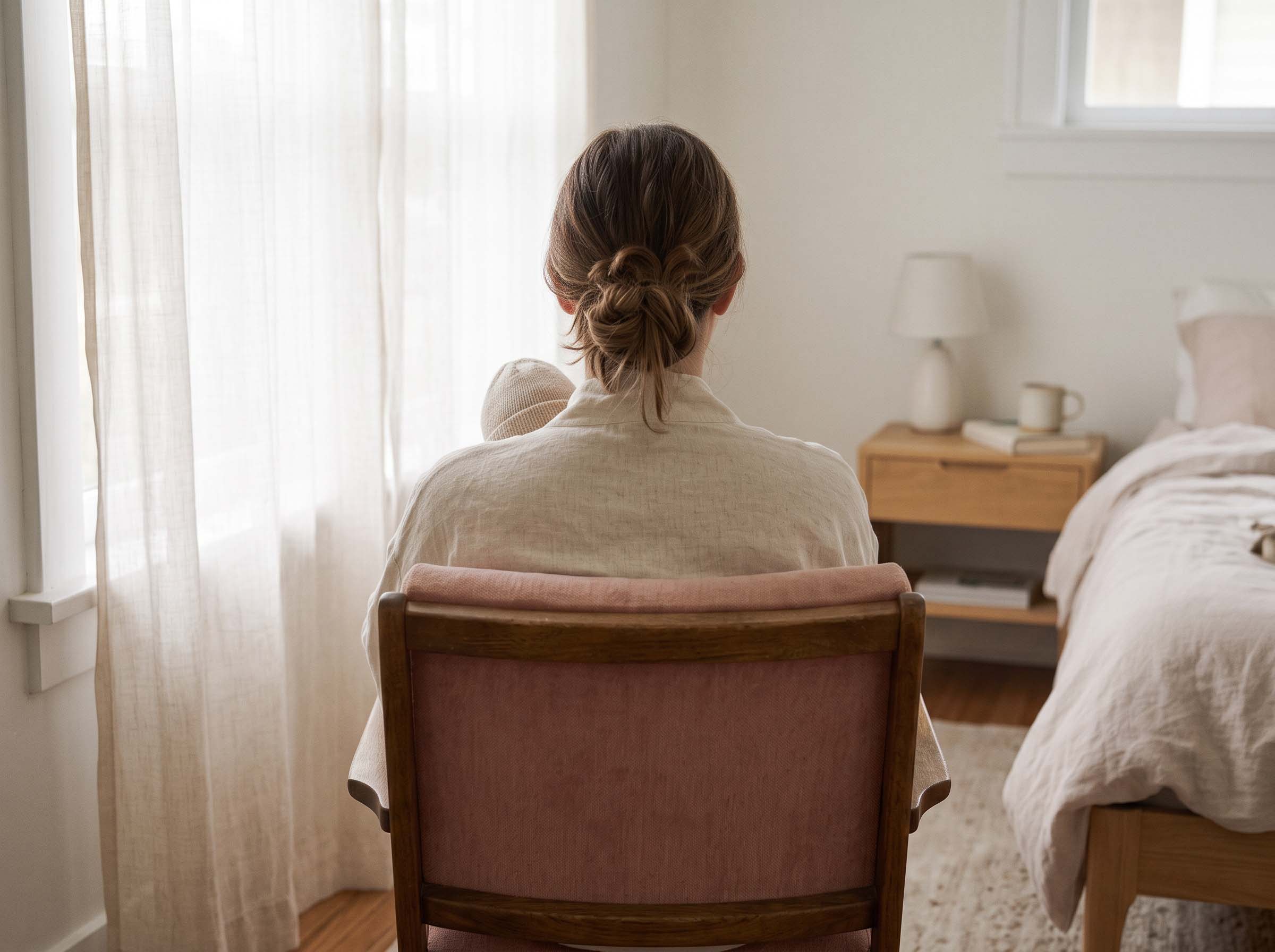 Mother holding her newborn skin-to-skin in soft morning light, illustrating early scent recognition between mother and infant