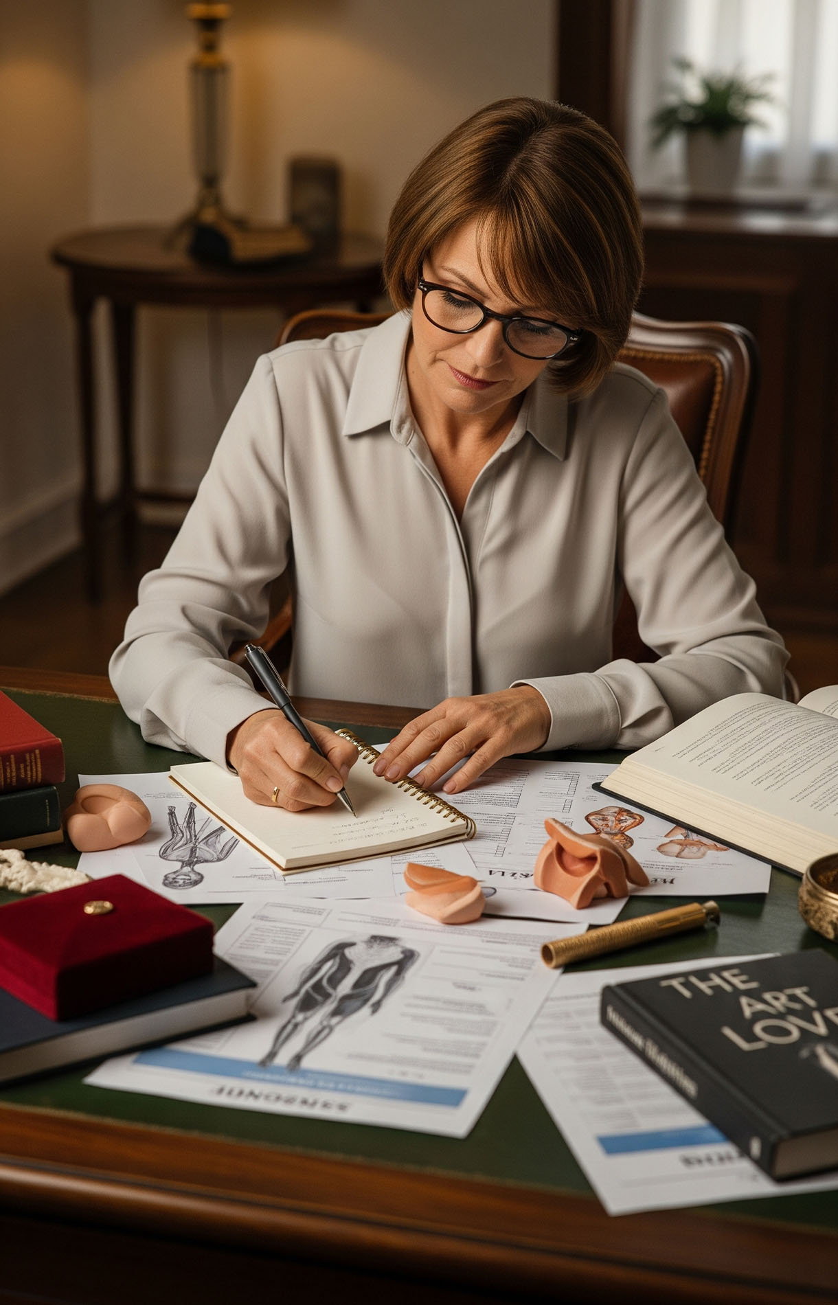 Une femme travaille sur des statistiques et des informations vaginales.