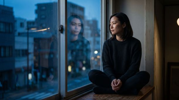 地平線を見つめる女性。個人の安全における明確さと自己認識を象徴している。