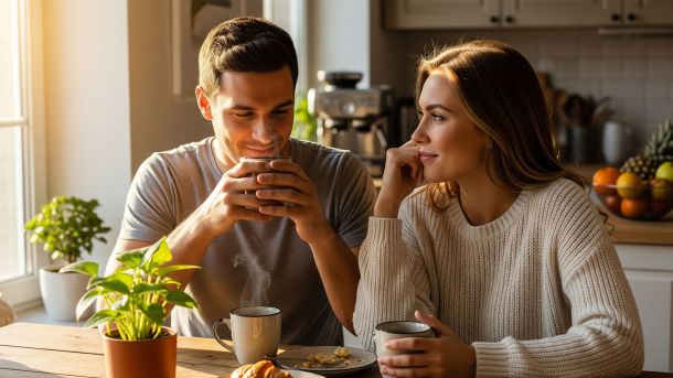 Homme et femme discutant ouvertement de santé et de bien-être