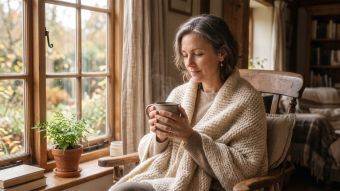Woman sitting quietly by a sunlit window, symbolizing reflection and healing after loss"