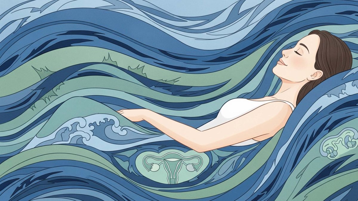 Illustration, die die Verbindung zwischen Stress und vaginaler Gesundheit bei Frauen zeigt