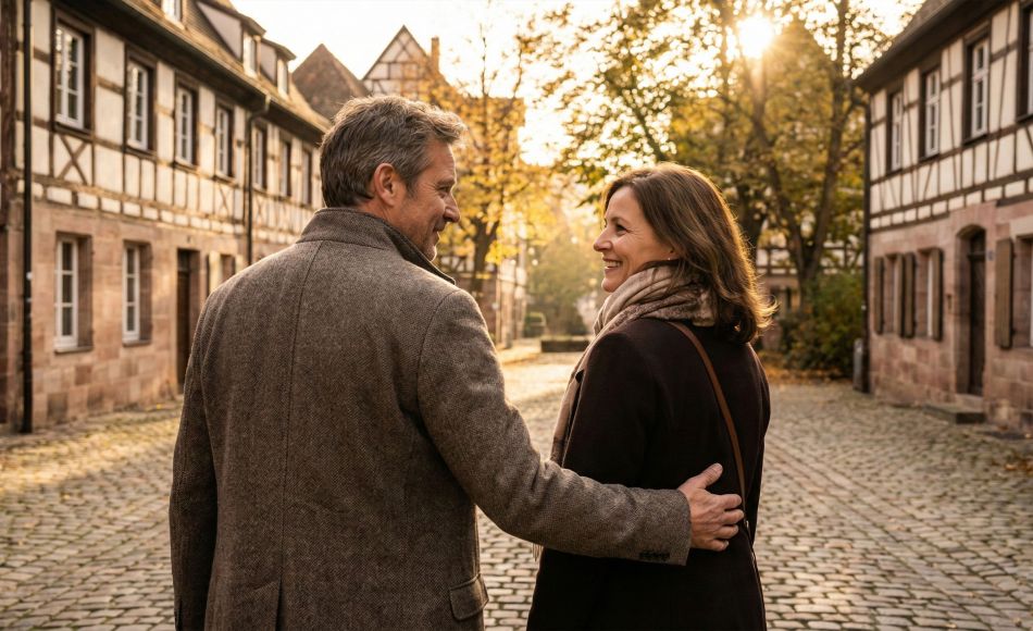 Ein sicherer Mann zeigt schützende, traditionelle Führungsqualitäten bei einem Date.