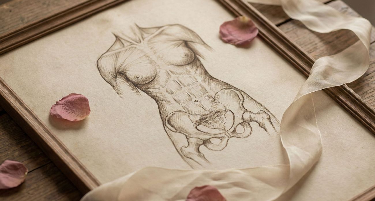 A historical anatomical drawing of the female reproductive system representing biological discovery.