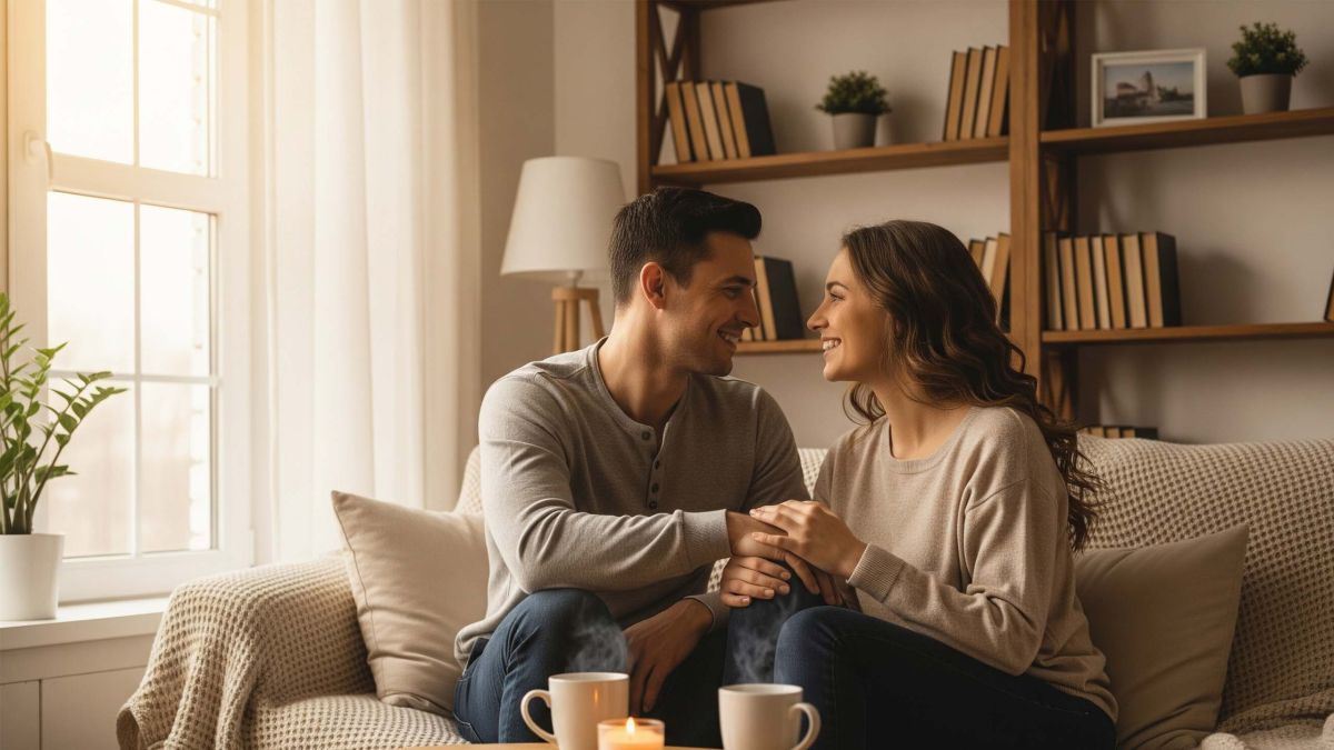 Couple practicing daily communication habits