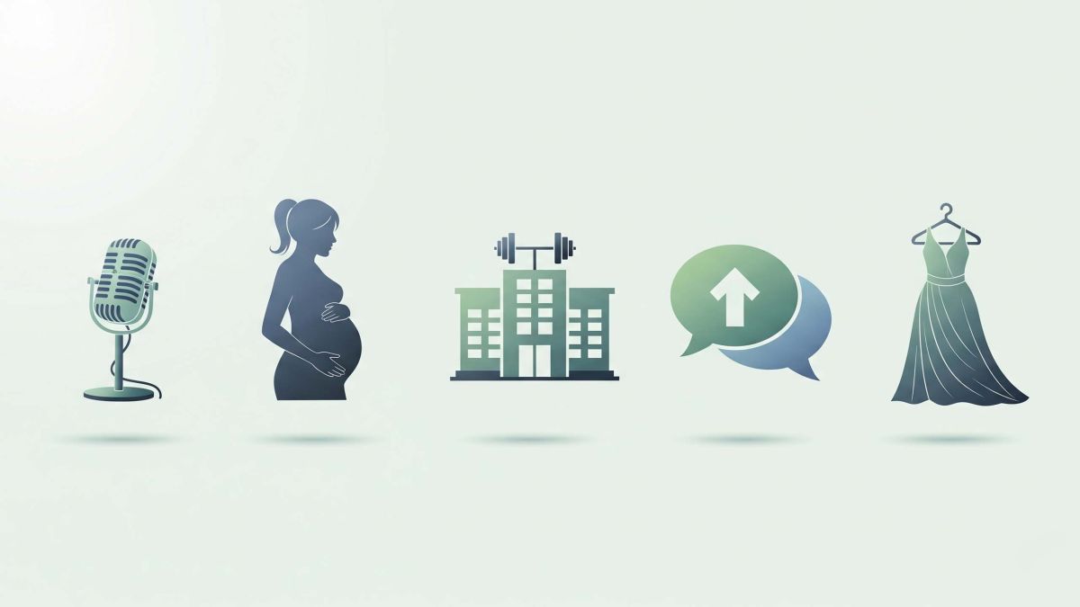 Illustration of five symbolic moments representing women&rsquo;s confidence journeys