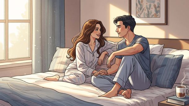 Couple discutant de leur sexualité ouvertement