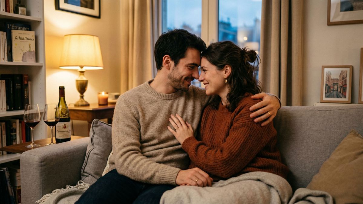 Un couple partageant un moment de connexion calme et de compréhension mutuelle après une conversation productive.