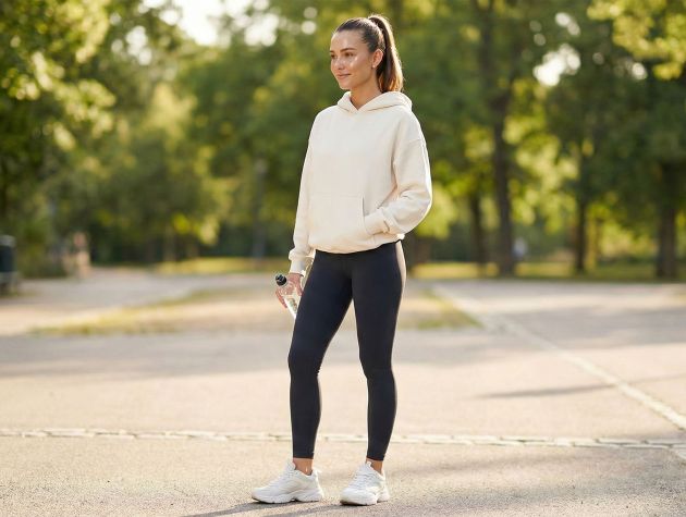Una mujer confiada en athleisure moderno