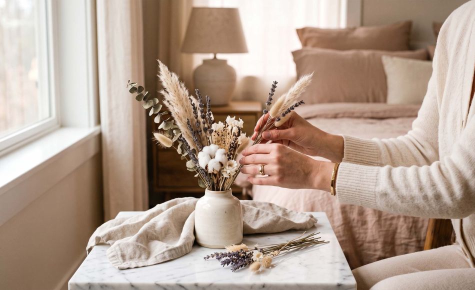 Soft, feminine flat-lay representing self-care and personal wellness history