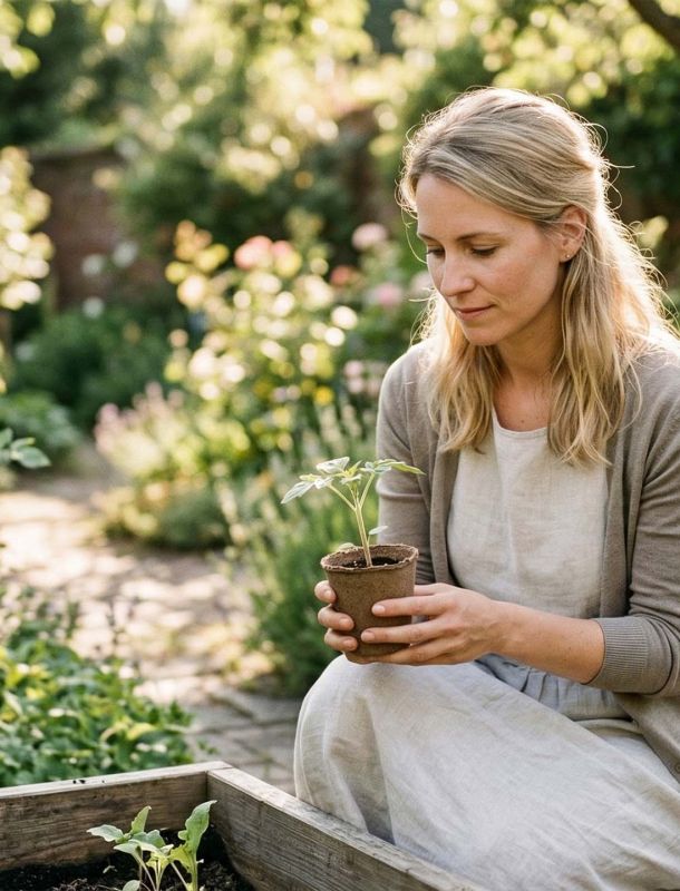 Eine moderne Frau denkt über die natürlichen Zyklen von Leben und Fruchtbarkeit nach.