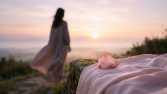 A woman looking thoughtfully toward the light, symbolizing emotional reflection and physical healing.