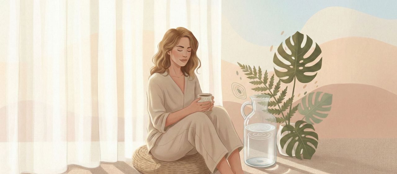 Illustrated scene representing balance and comfort in women&rsquo;s vaginal health