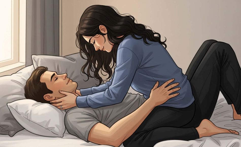 Ilustración de ejercicios de suelo pélvico y concepto de intimidad para Pompoir