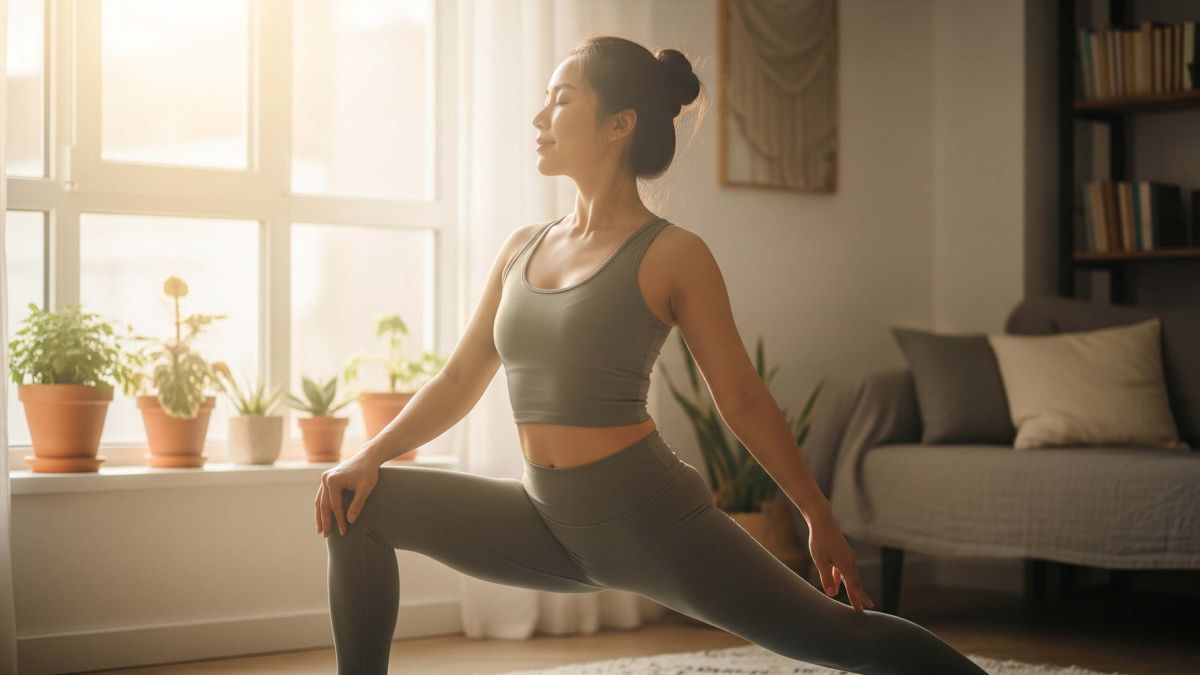 Woman doing yoga for vaginal health maintenance
