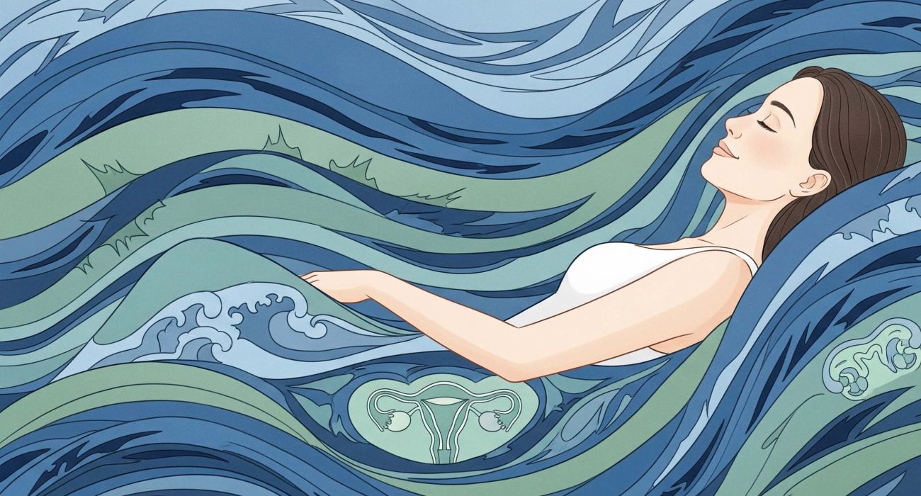 Ilustración que muestra la conexión entre el estrés y la salud vaginal en mujeres