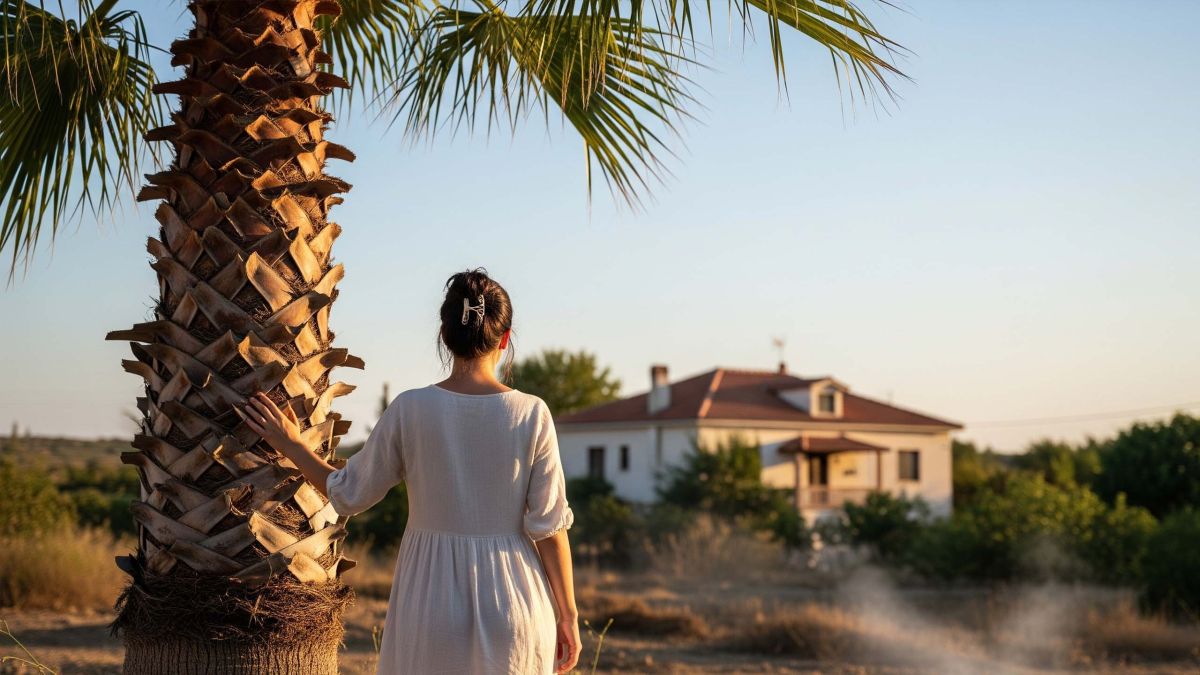 Woman reflecting in tropical climate
