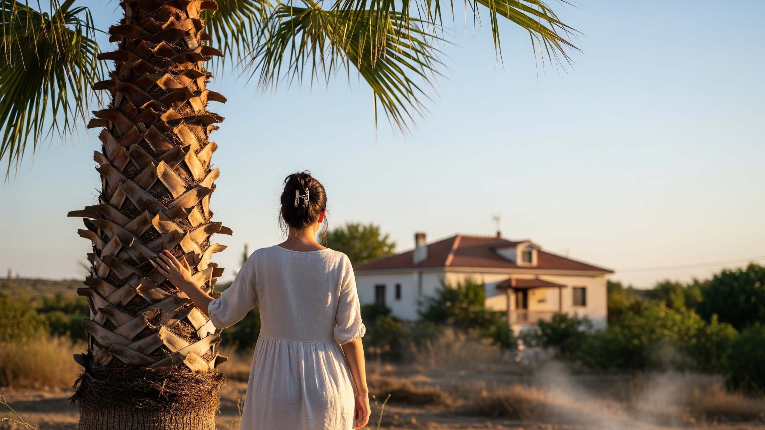 Woman reflecting in tropical climate