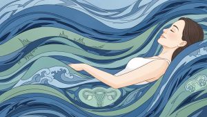 Illustration, die die Verbindung zwischen Stress und vaginaler Gesundheit bei Frauen zeigt