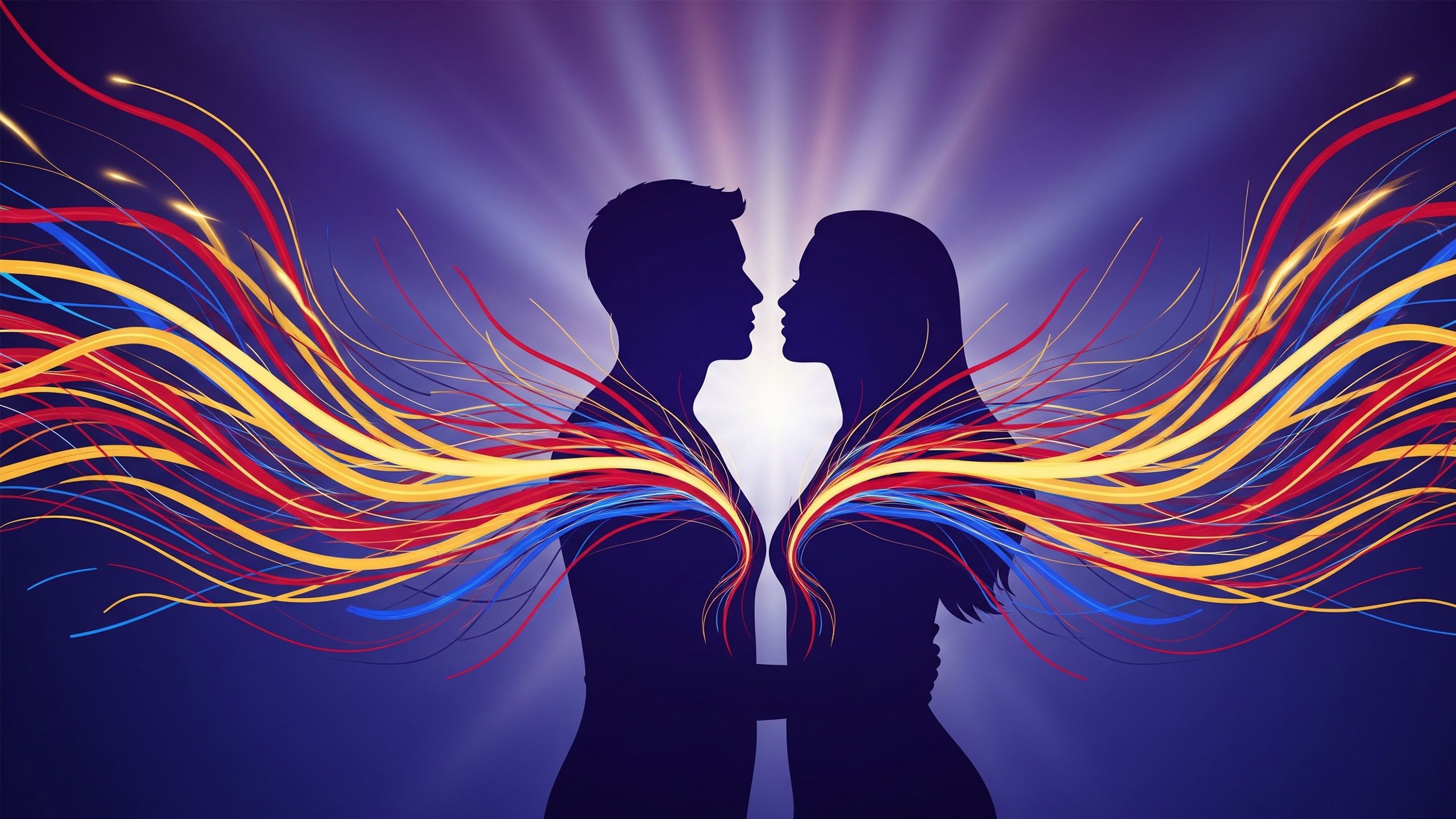 Ilustración abstracta que representa la conexión humana y el deseo sexual
