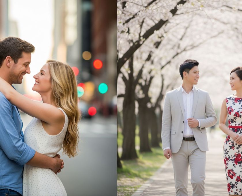 Visual comparison of intimacy norms in Western and Eastern cultures