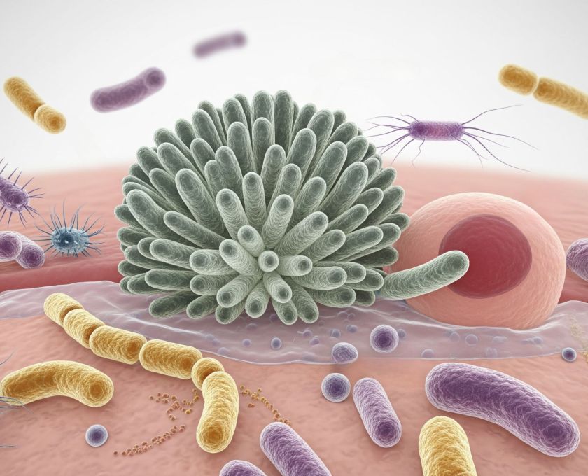 Illustration du microbiome vaginal montrant des bactéries bénéfiques comme le Lactobacillus