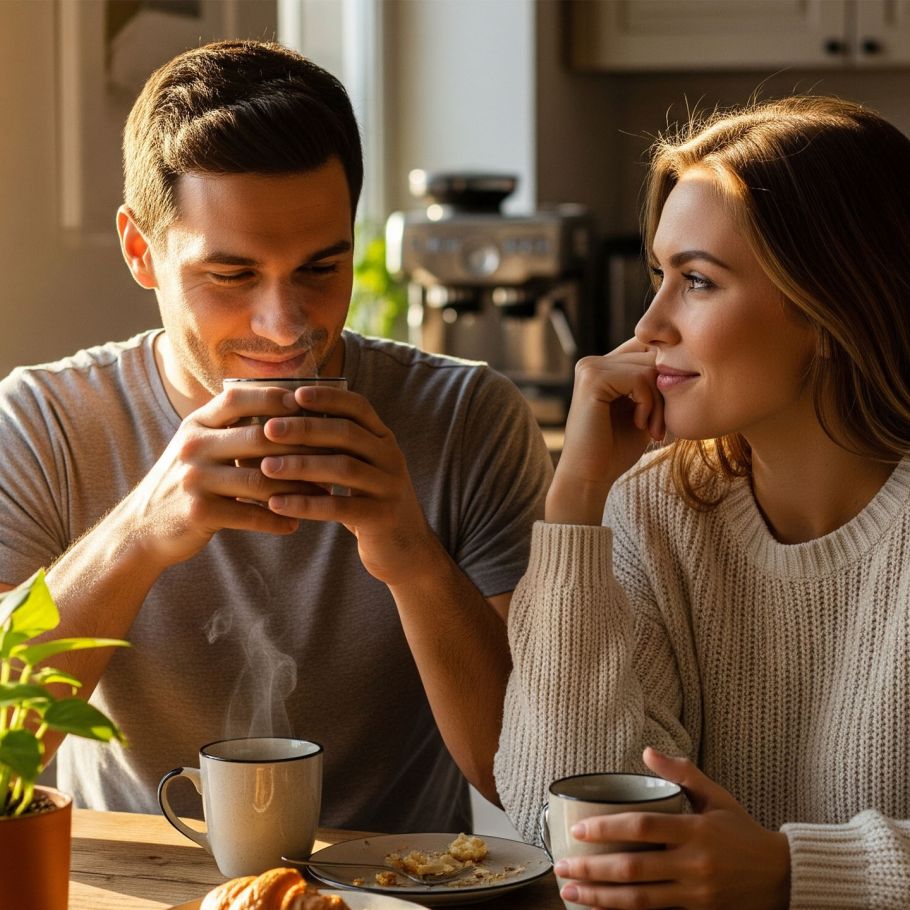 Man and woman talking openly about health and wellbeing