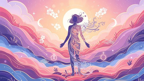 Illustration douce et neutre évoquant la santé vaginale et l’équilibre hormonal