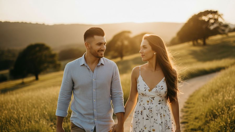 Una pareja caminando junta, simbolizando el camino esperanzador y compartido de la comprensión de la fertilidad.